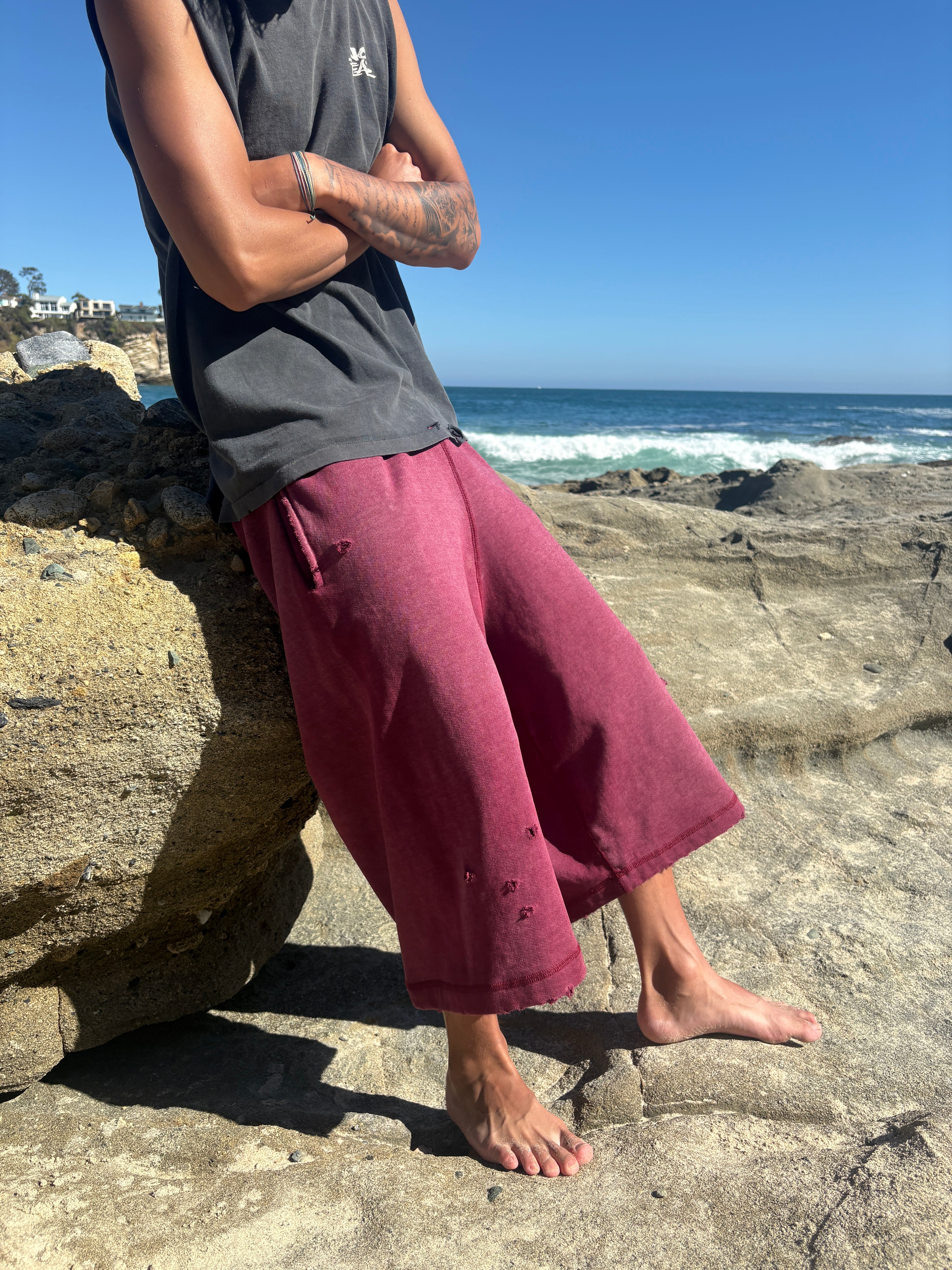 Faded Velvet Red Sweatshorts